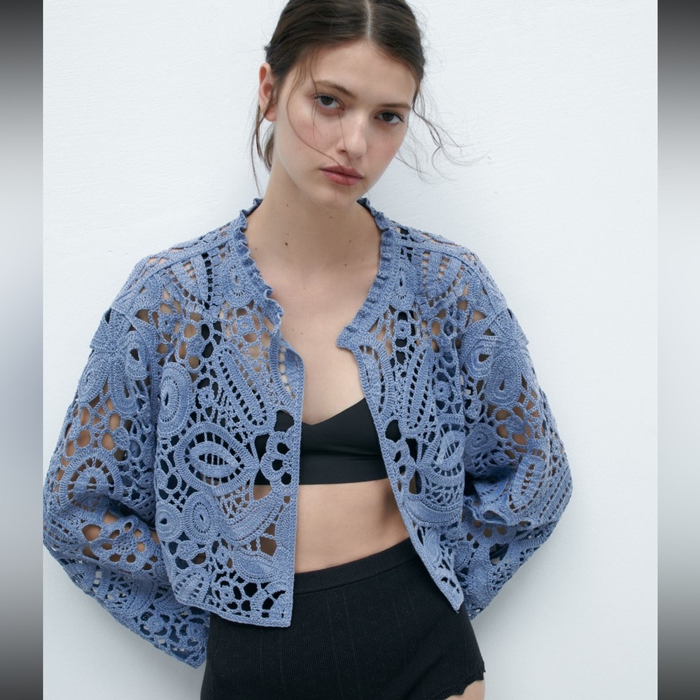Zara Cropped Macrame Cardigan *Limited Edition*